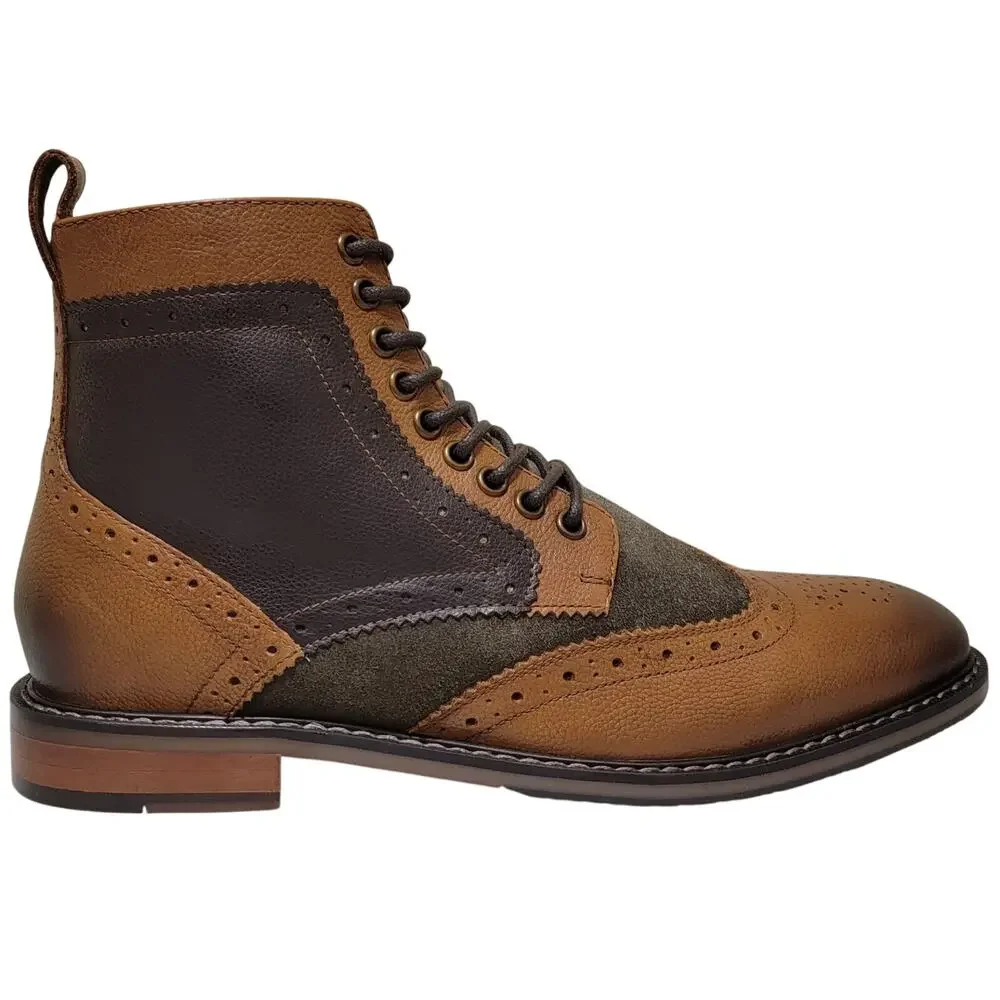 Stacy Adams Men Finnegan Wingtip Brogue Dress Boots Size US 8M Brown Multi